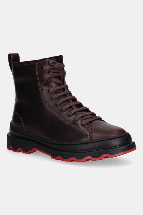 Camper cizme de piele Brutus+ culoarea bordo, cu toc plat, K400816-003