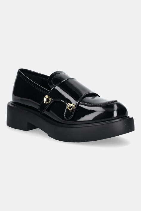 Love Moschino mokasyny skórzane damskie kolor czarny na platformie JA10104G1NIH0000