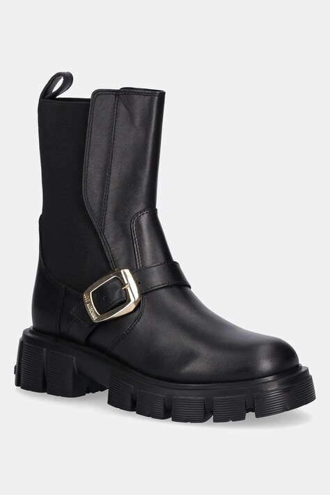 Love Moschino sztyblety skórzane damskie kolor czarny na platformie JA24105G1NIA0000