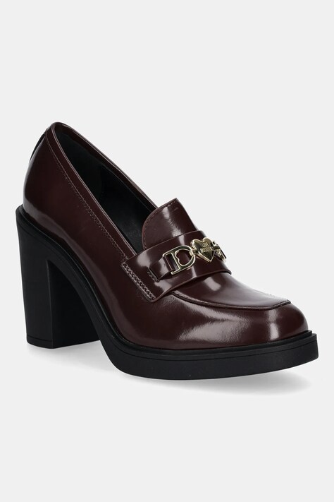 Love Moschino czółenka skórzane kolor czerwony na słupku JA1018AG1NJD0556
