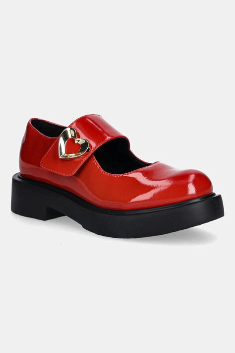 Love Moschino baleriny skórzane kolor czerwony JA10114G1NIH0500