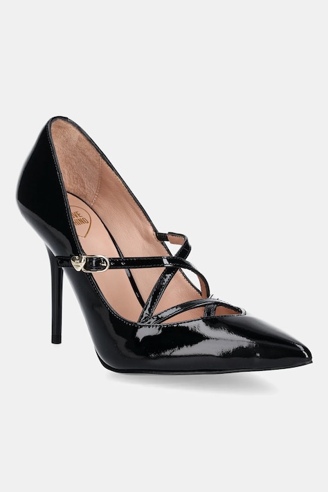 Кожени обувки с тънък ток Love Moschino в черно JA10319G1NIH0000