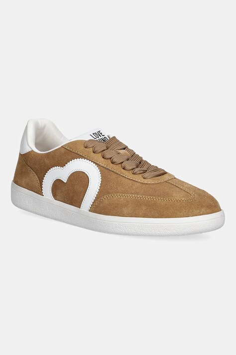 Love Moschino sneakersy zamszowe damskie kolor beżowy JA15112G1NIG0104
