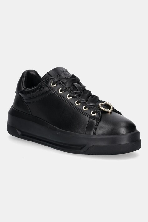 Love Moschino sneakersy skórzane damskie kolor czarny JA15165G1NIAX000