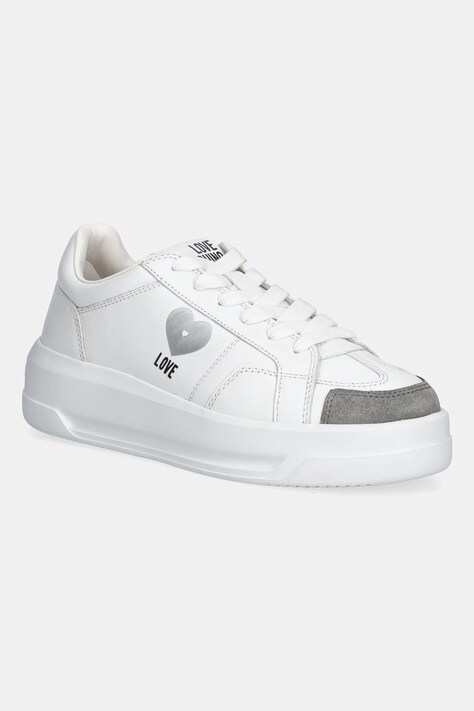 Love Moschino sneakersy skórzane damskie kolor biały JA15205G1NIAJ10B