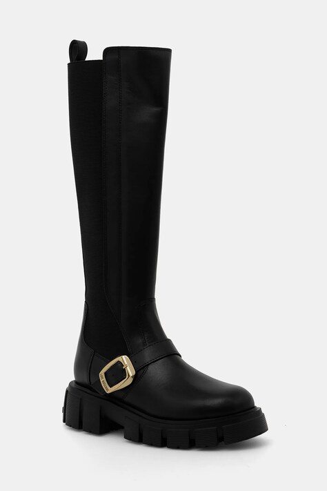 Love Moschino kozaki damskie kolor czarny na płaskim obcasie JA26015G1NIA0000