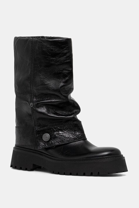 ZADIG&VOLTAIRE botki skórzane Angie damskie kolor czarny na płaskim obcasie SWCT02058