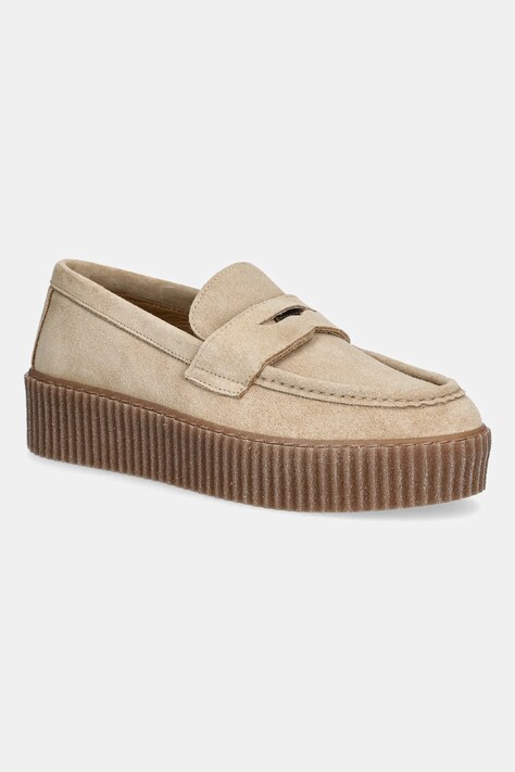 Semišové mokasíny Weekend Max Mara Kapokloafer dámské, béžová barva, na platformě, 2525526054600