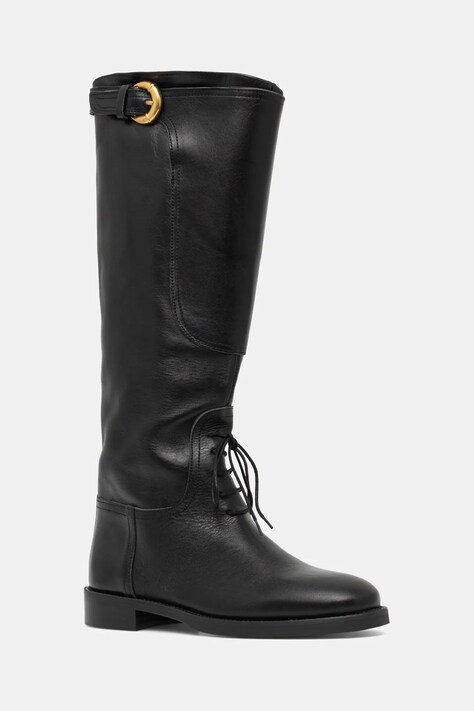 Weekend Max Mara ghete de piele Visby culoarea negru, cu toc plat, 2525796015600