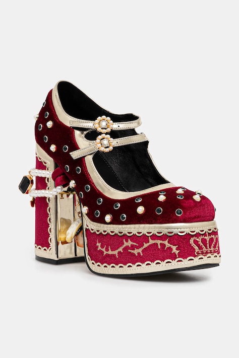 Koi Footwear czółenka Boleyns Vengeance kolor bordowy na słupku DBP81