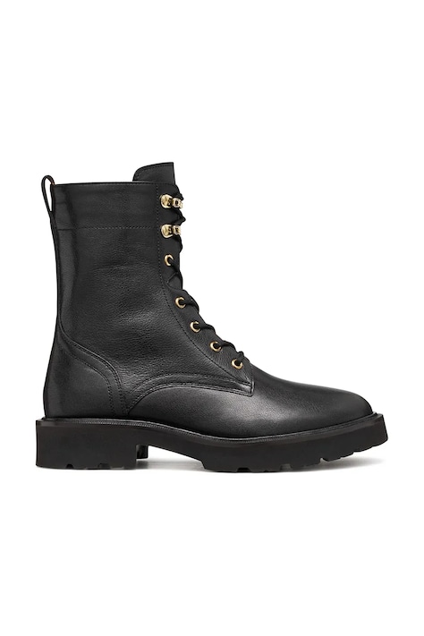 Geox botki skórzane D NORIZE damskie kolor czarny na płaskim obcasie D564ZC 00081 C9999