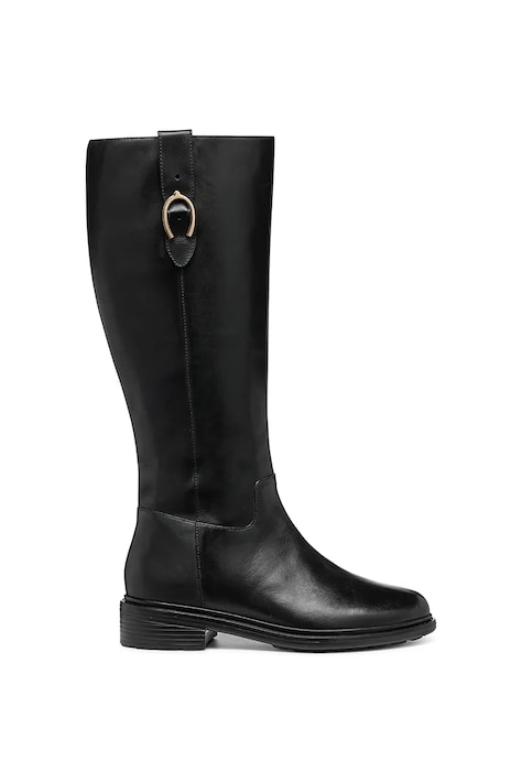 Geox kozaki skórzane D WALK PLEASURE damskie kolor czarny na płaskim obcasie D46TGD 00043 C9999