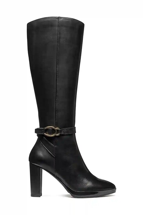 Geox ghete de piele D WALK PLEASURE 85 culoarea negru, cu toc drept, D56TFB 00043 C9999