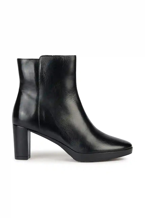 Geox botki skórzane D WALK PLEASURE 60 damskie kolor czarny na słupku D36TEC 00043 C9999