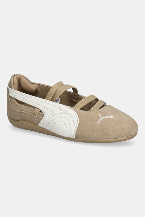 Puma baleriny zamszowe Speedcat Ballet kolor brązowy 406758