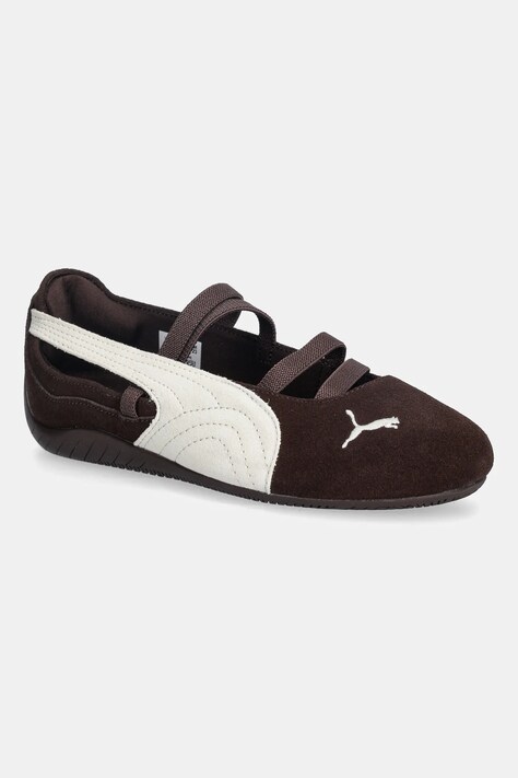 Puma baleriny zamszowe Speedcat Ballet kolor brązowy 406758