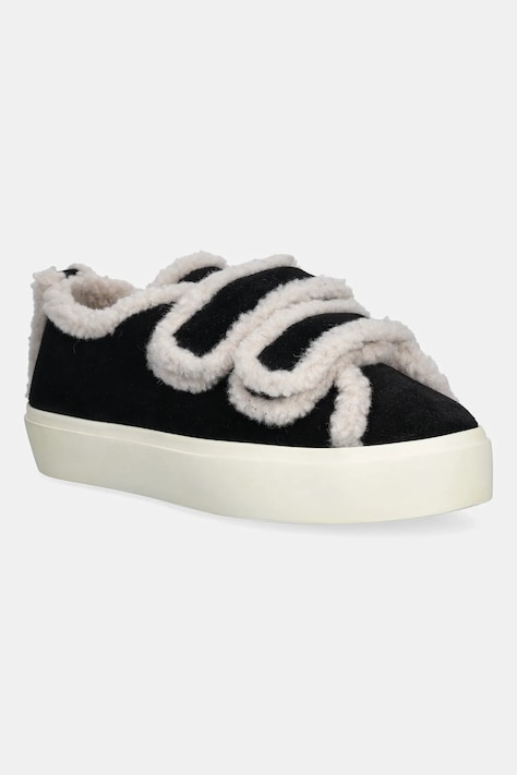 Semišové tenisky Inuikii Shearling Low Velcro dámské, černá barva, 1001.001.0231.000