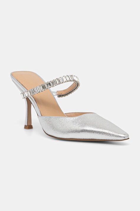 Steve Madden klapki skórzane Brecki-R damskie kolor srebrny na szpilce 11003897