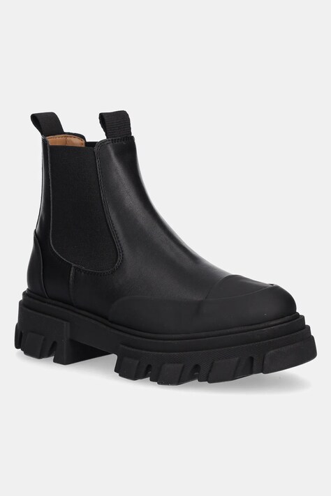 Gležnjače GANNI Cleated Low Chelsea Boot boja: crna, ravni potplat, S3237