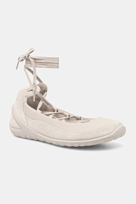 Ecco baleriny skórzane BIOM Lite Lace-Up kolor beżowy 802453-58261