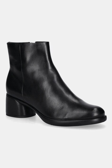 Ecco botki skórzane Sculpted 35 Clean Boot damskie kolor czarny na słupku 222413-01001