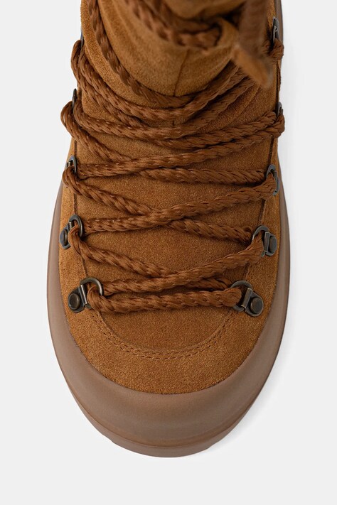 Moon Boot śniegowce zamszowe MB LUNA BOOT EXTRA SUEDE kolor brązowy 80D2480200 M008