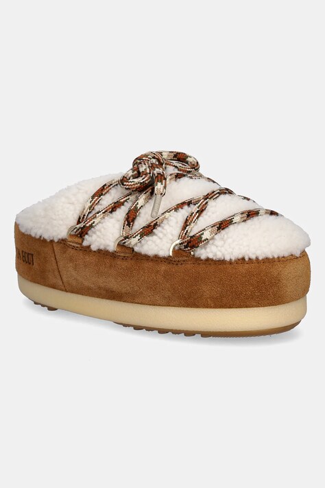 Semišové sněhule Moon Boot MB EVX MULE SHEARLING hnědá barva, na platformě, 80D1470100 MA03