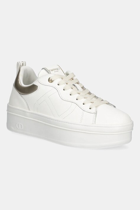 Twinset sneakersy skórzane damskie kolor biały 252TCP024