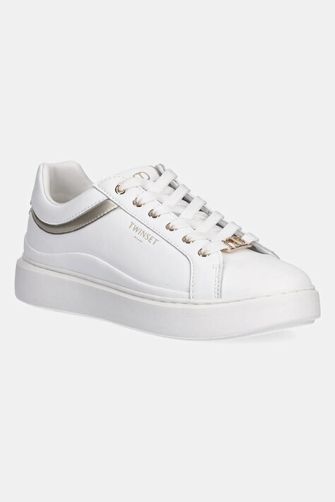 Twinset sneakersy skórzane kolor biały 252TCP020