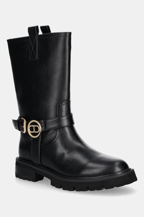 Twinset botine culoarea negru, cu toc plat, 252TCP192