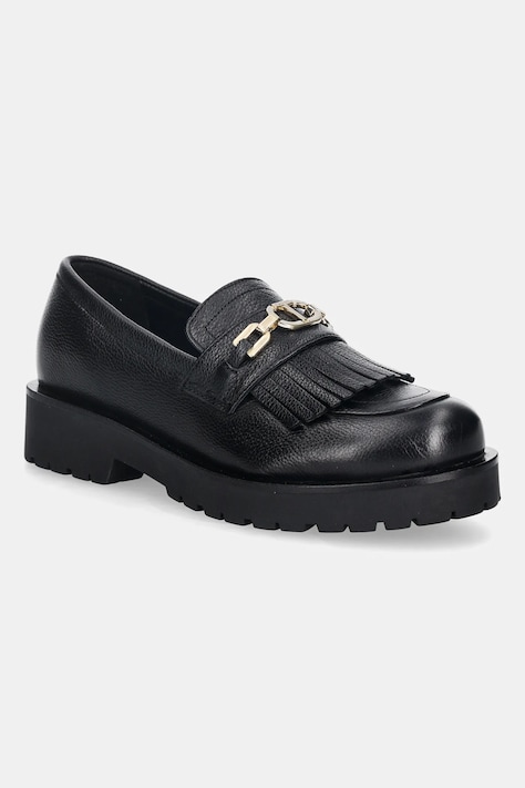 Twinset mocasini de piele culoarea negru, cu platformă, 252TCP152