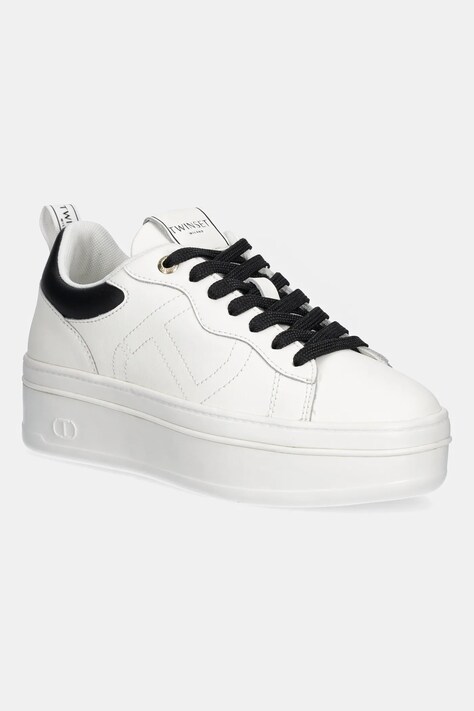 Twinset sneakersy skórzane damskie kolor biały 252TCP024