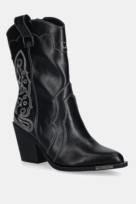 Buffalo kowbojki West Boot Mid damskie kolor czarny na słupku 1221044-BLK