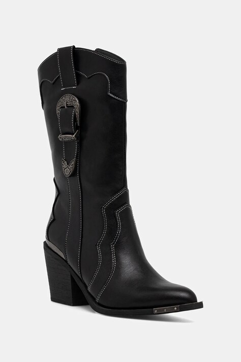Buffalo kowbojki West Bootie Buckle damskie kolor czarny na słupku 1221052-BLK