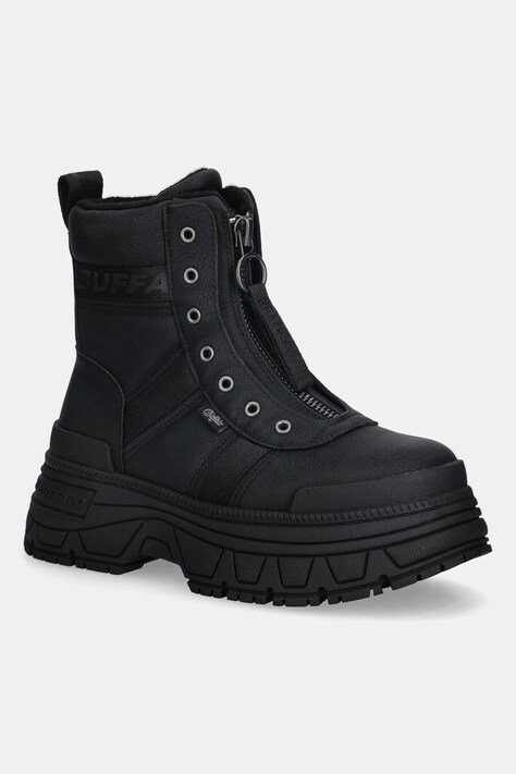 Μποτάκια Buffalo Fusion Front Zip χρώμα: μαύρο, 1270130-BLK