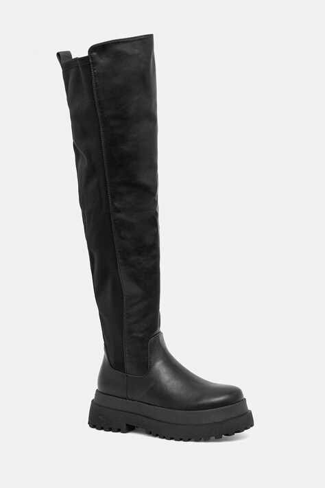 Buffalo kozaki Pluto Overknee damskie kolor czarny na platformie 1270153-BLK