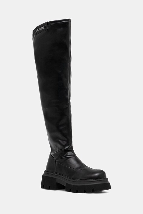 Buffalo kozaki Mave Overknee damskie kolor czarny na platformie 1270154-BLK