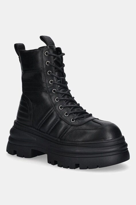 Μποτάκια εργασίας Buffalo Dione Lace Up Mid χρώμα: μαύρο, 1622607-BLK