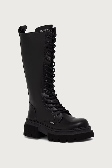 Buffalo Μπότες Γυναικείες Mave Lace Up Hi μαύρες 1622617-BLK