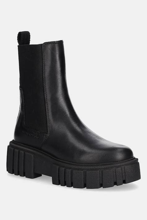 Marc O'Polo sztyblety skórzane Christel damskie kolor czarny na płaskim obcasie 50917345001100