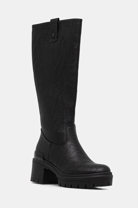 Кожаные сапоги U.S. Polo Assn. HALEY011 цвет чёрный каблук кирпичик HALEY011W/EY1