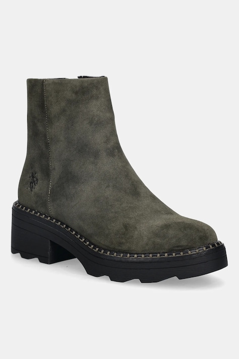 Nízké kozačky U.S. Polo Assn. HANNAH002 dámské, zelená barva, na podpatku, HANNAH002W/EH1