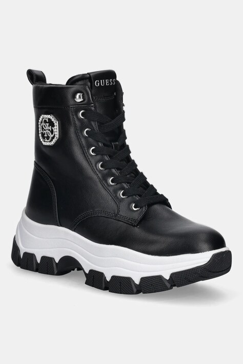 Guess botki BENZON damskie kolor czarny na platformie FLFBNZ ELE12