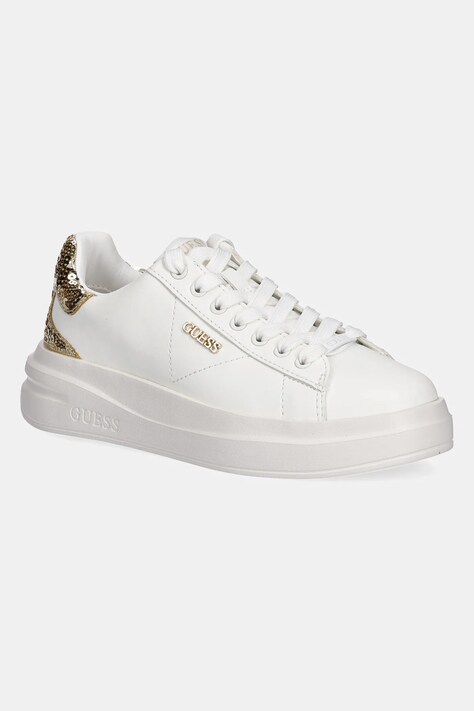 Δερμάτινα αθλητικά παπούτσια Guess ELBINA10 χρώμα: άσπρο, FLFE10 ELE12