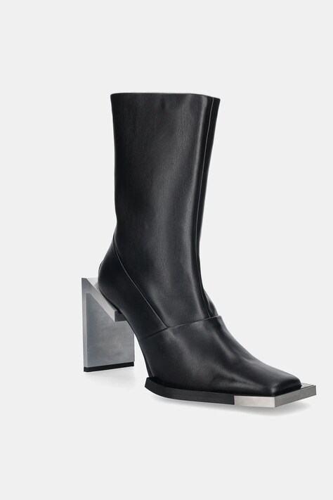 Кожаные полусапожки Heliot Emil цвет чёрный каблук кирпичик AW25_17_002_BLK01_CO