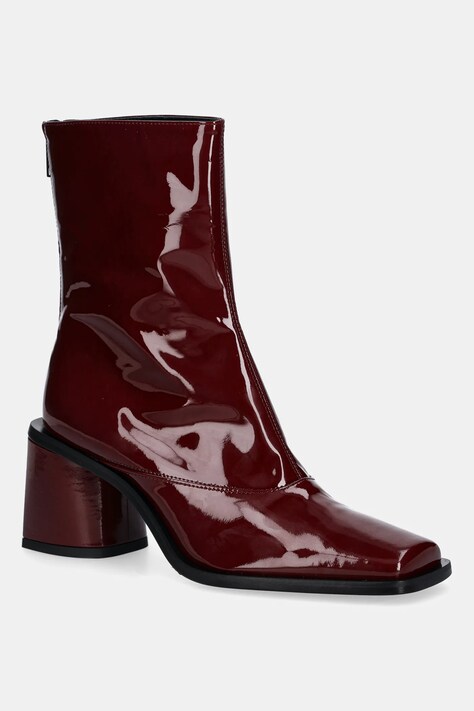 Kenzo botki skórzane Kimi Ankle Boots damskie kolor bordowy na słupku FF62BT120L69.22