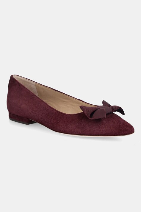 Lauren Ralph Lauren ballerine in pelle scamosciata Londyn Bow colore rosso  802955323004