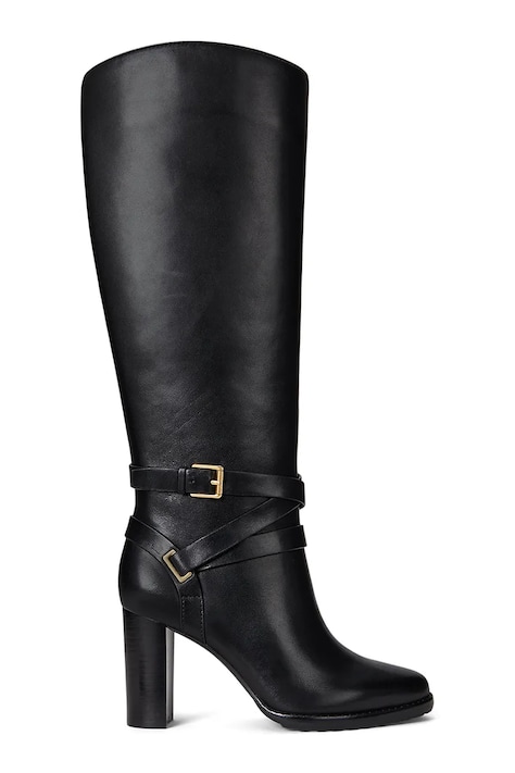 Кожаные сапоги Lauren Ralph Lauren Cllns Tl Hl цвет чёрный каблук кирпичик 802967777001