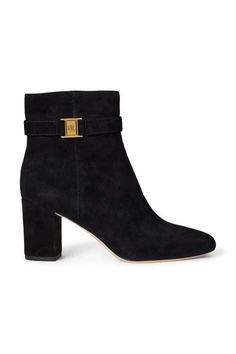 Велурени боти Lauren Ralph Lauren Kellie Bt Hl в черно с дебел ток 802967827001