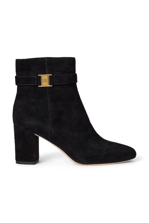 Lauren Ralph Lauren velúr bokacsizma Kellie Bt Hl fekete, magassarkú, 802967827001